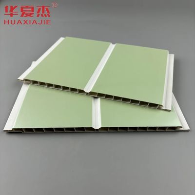 ألواح حائط PVC مقاومة للماء 200 مم خضراء ختم ساخن ألواح PVC ديكور منزلي